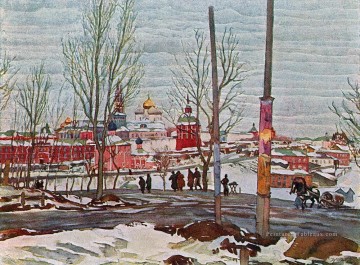 troitse sergiyev monastère mars 1910 Konstantin Yuon Peinture à l'huile